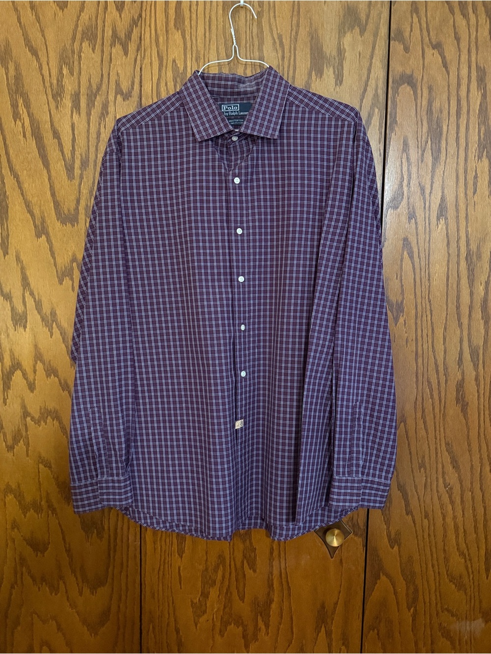 Polo Ralph Lauren Westerton Plaid Dress Shirt XXL Burgundy Cotton
